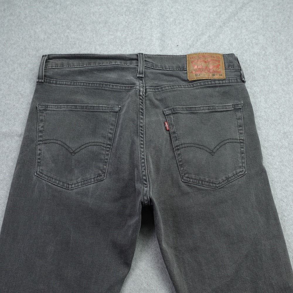 Levi's 513 Jeans Mens 32x34 Gray Denim WaterLess Slim Straight Casual - Picture 4 of 16